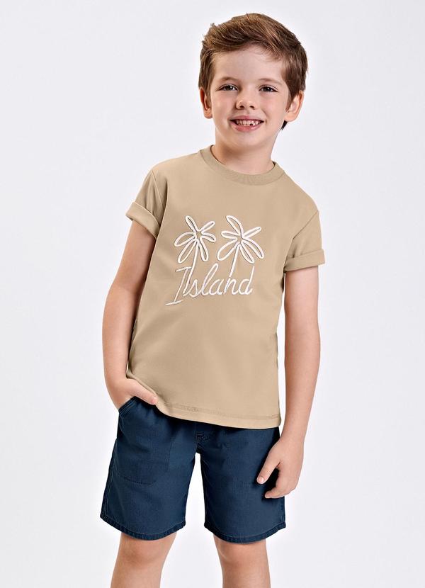 Conjunto Verão Menino Suedine Bege