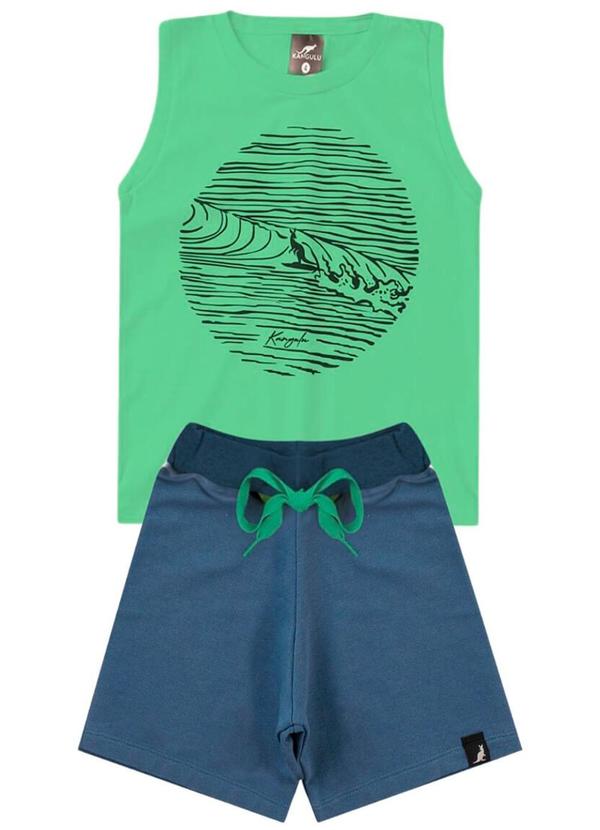 Vista 2 Conjunto Verão Regata Surf Kangulu Verde Rosa Azul Rosa Azul