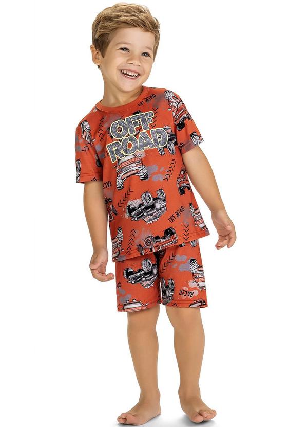 Vista 2 Pijama Infantil Menino Carros Laranja Kyly Kyly