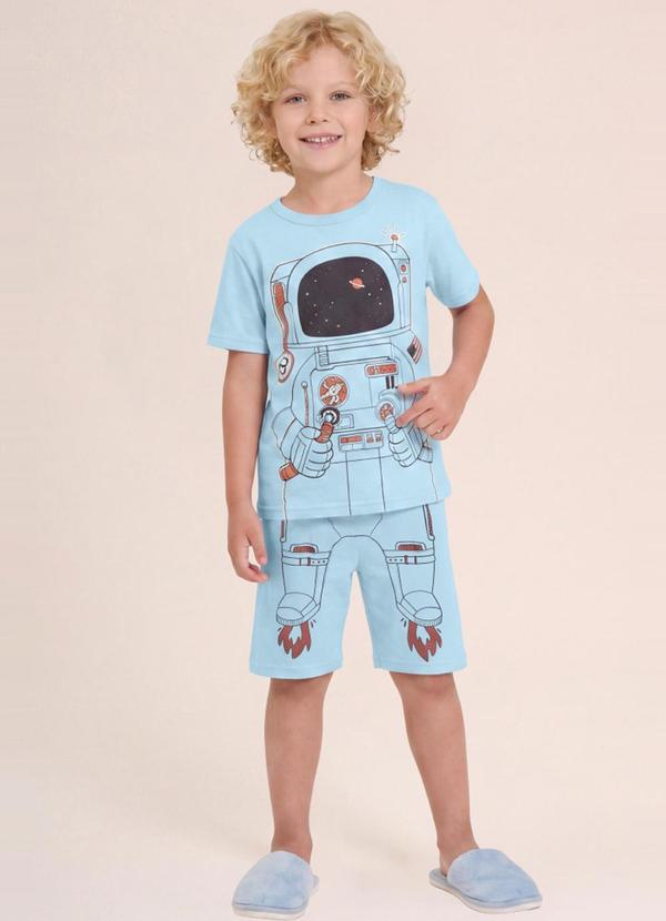Pijama Infantil Menino em Meia Malha Azul