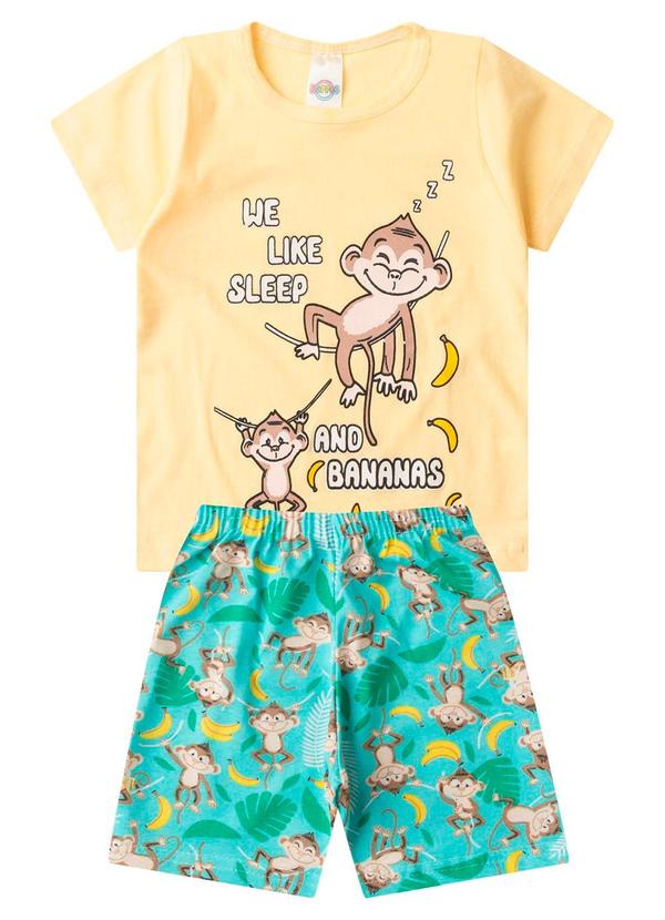 Pijama Masculino Brilha no Escuro Kappes Amarelo