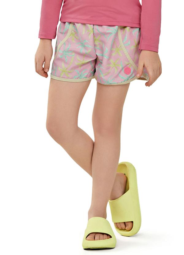 Vista 2 Short Infantil Menina Estampado Tactel Rosa Elian Elian