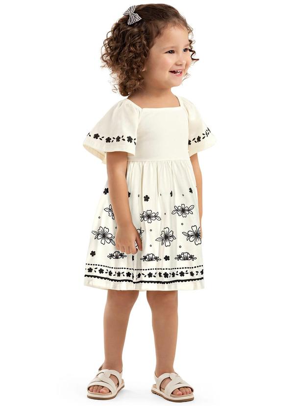 Vista 2 Vestido Infantil Menina Amplo Floral Bege Colorittá Colorittá