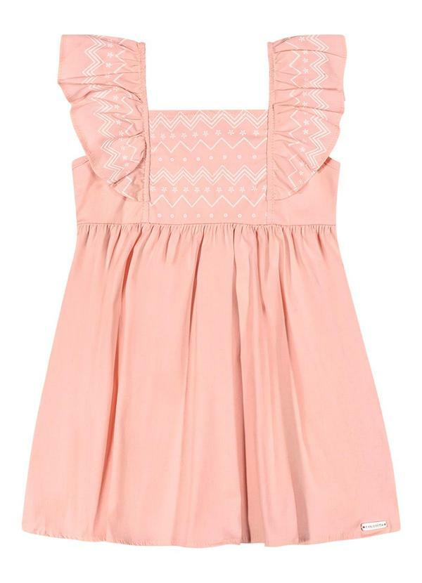 Vestido Infantil Menina com Babados Rosa