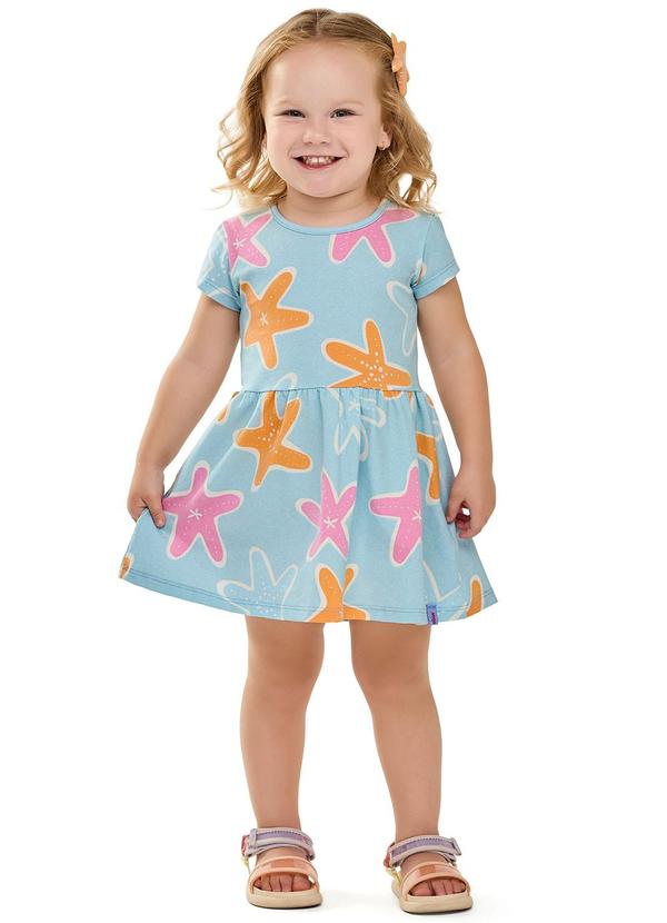 Vestido Infantil Menina Estrela-Do-Mar Azul