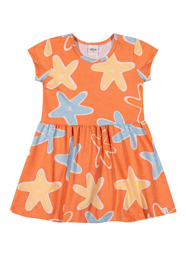 Vestido Infantil Menina Estrela-Do-Mar Laranja