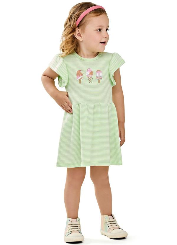 Vista 2 Vestido Infantil Menina Listrado Sorvetes Verde Elian Elian