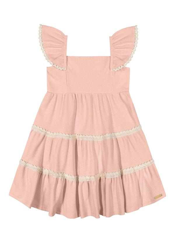 Vista 2 Vestido Infantil Menina Tricô Babados Rosa Colorittá Colorittá