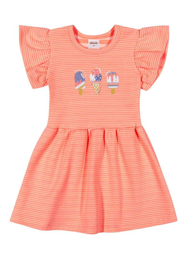 Vestido Menina Listrado Sorvetes Laranja