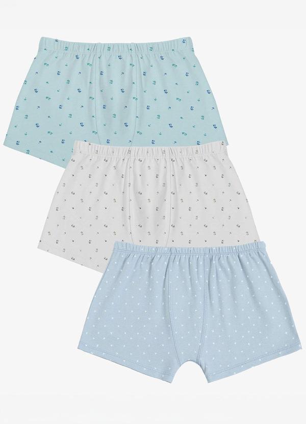 Kit 3 Cuecas Infantis Boxer em Cotton Unica