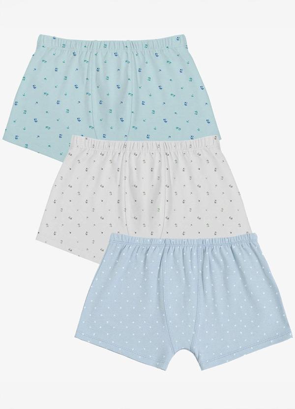 Kit 3 Cuecas Infantis Boxer em Cotton Unica