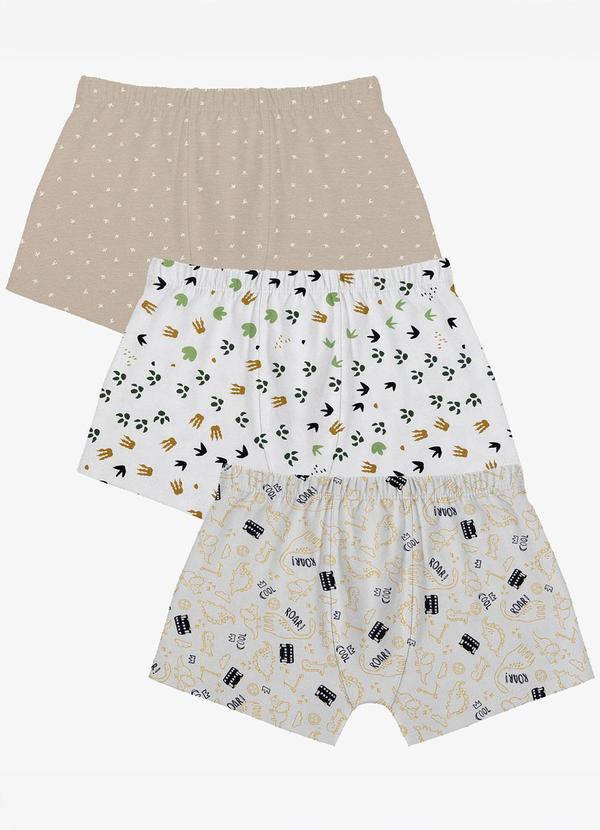 Kit 3 Cuecas Infantis Boxer em Cotton Unica