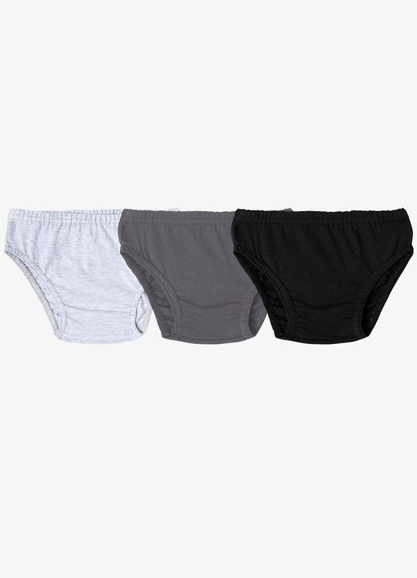 Vista 2 Kit 3 Cuecas Slip Infantil em Algodão Preto Select Select