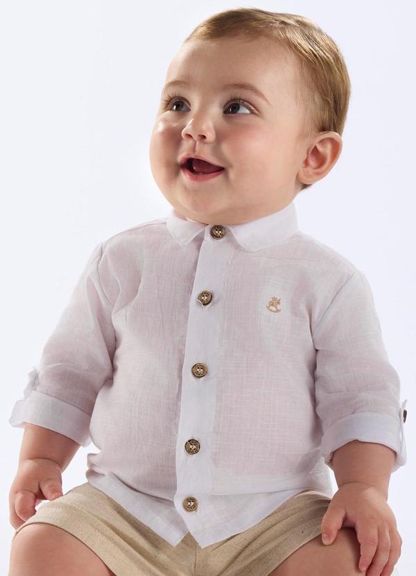 Bata Bebê Menino Algodão Branco