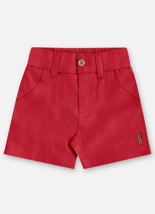 Bermuda Linho Bebê Menino Vermelho