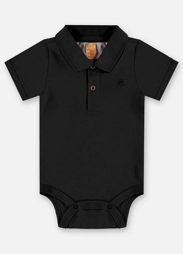 Body Polo Suedine Bebê Menino Preto