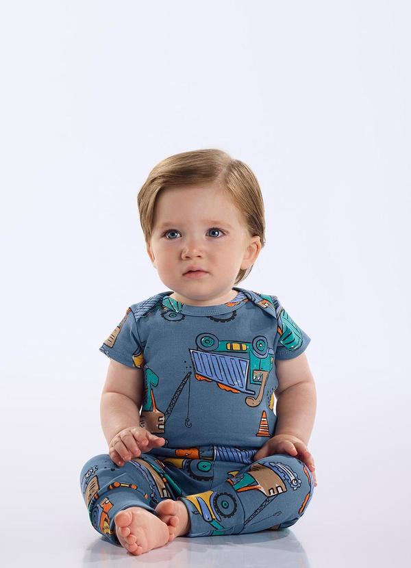 Body Suedine Bebê Menino Azul