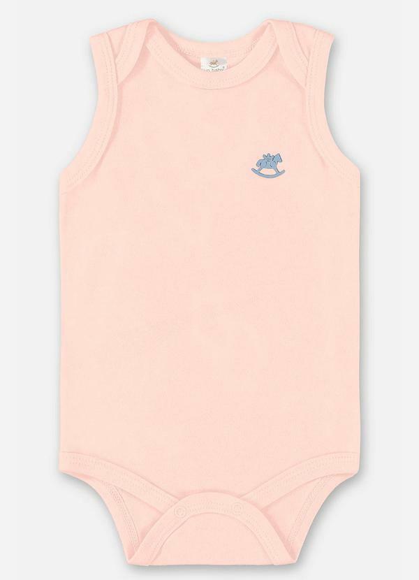 Body Maga Curta Básico para Bebê Rosa