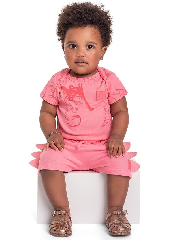 Vista 2 Body Unissex em Ribana para Bebê Rosa Quimby Quimby