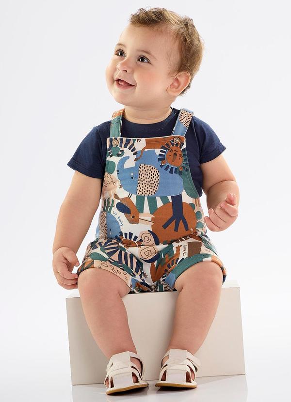 Vista 2 Conjunto Bebê Jardineira e Body Azul Up Baby Up Baby