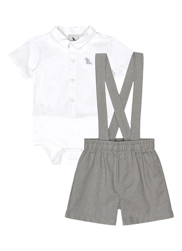 Conjunto Body e Bermuda Bebê Branco