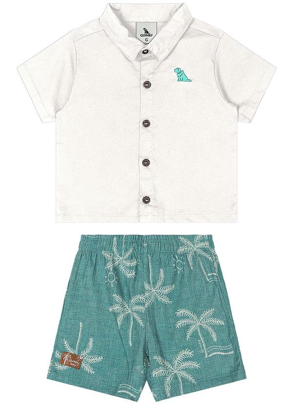 Conjunto Camisa e Bermuda Bebê Bege