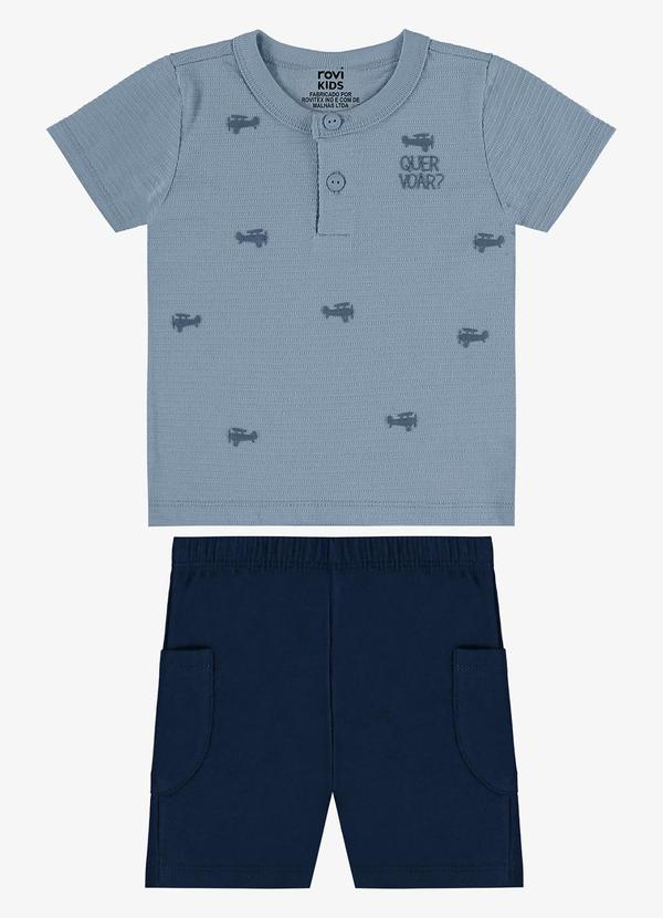 Conjunto Camiseta com Bermuda Infantil Azul