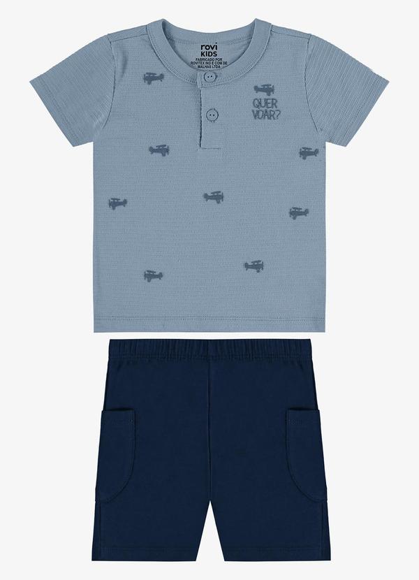 Conjunto Camiseta com Bermuda Infantil Azul