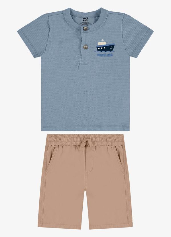 Conjunto Camiseta com Bermuda Infantil Azul