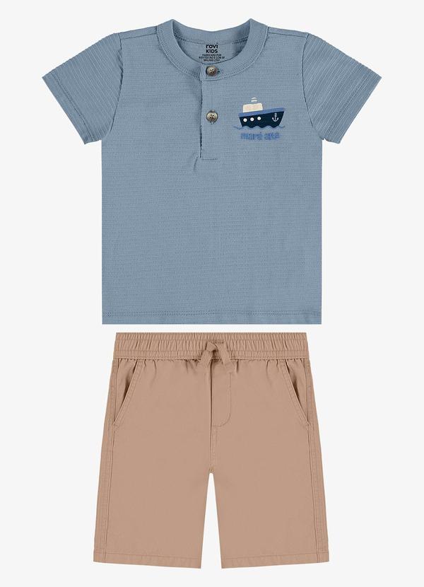 Conjunto Camiseta com Bermuda Infantil Azul
