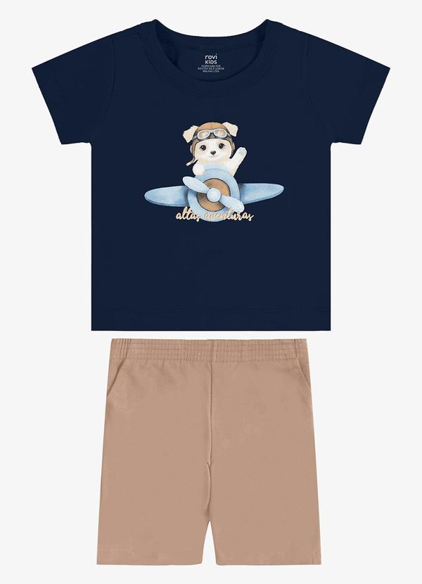 Conjunto Camiseta com Bermuda Infantil Azul