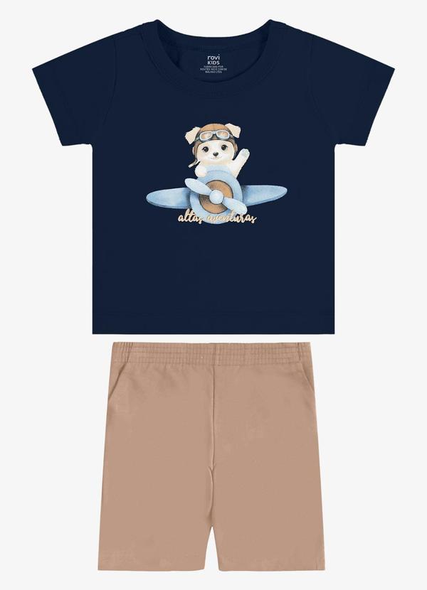 Conjunto Camiseta com Bermuda Infantil Azul