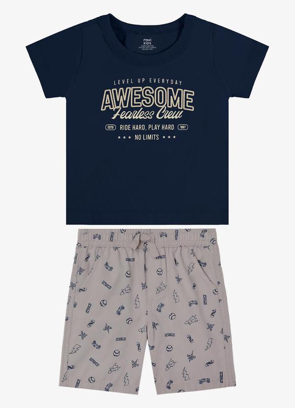 Conjunto Camiseta com Bermuda Infantil Azul