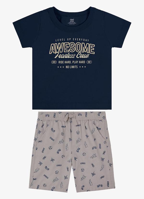 Conjunto Camiseta com Bermuda Infantil Azul