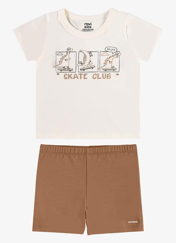 Conjunto Camiseta com Bermuda Infantil Bege
