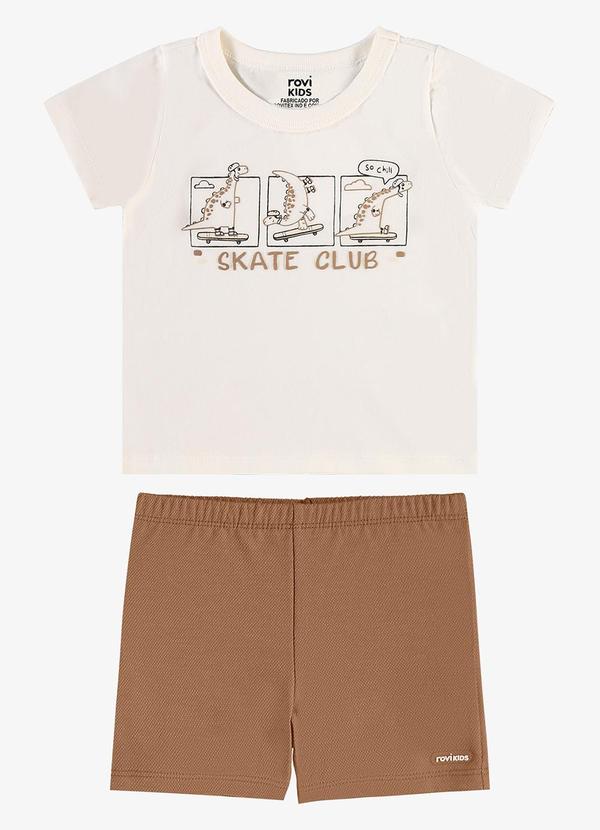 Conjunto Camiseta com Bermuda Infantil Bege