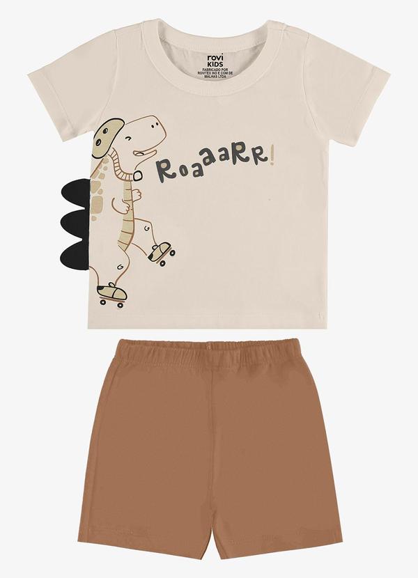 Conjunto Camiseta com Bermuda Infantil Bege