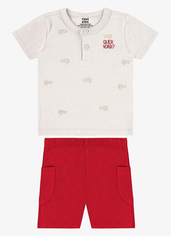 Conjunto Camiseta com Bermuda Infantil Bege