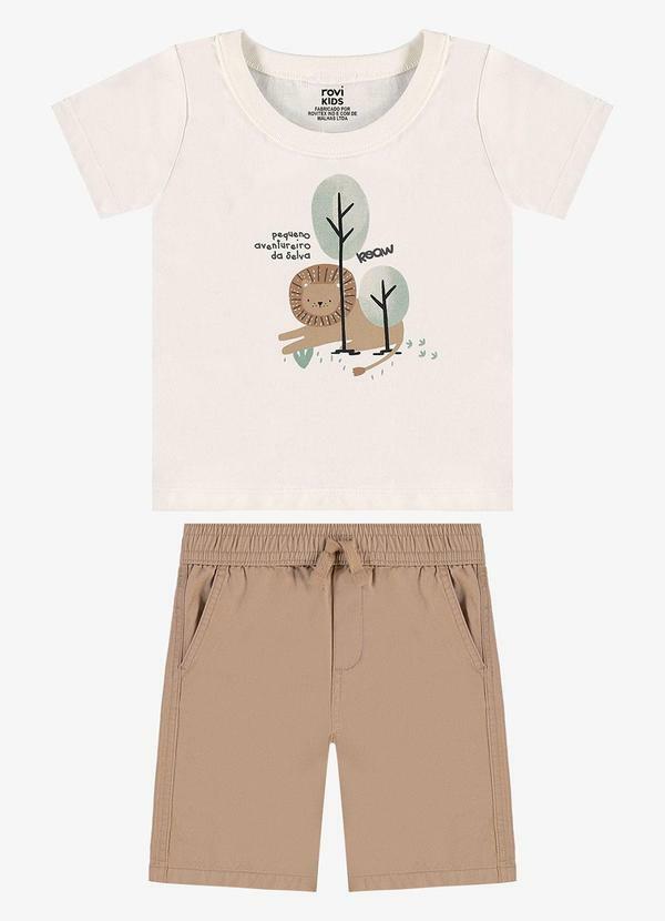 Conjunto Camiseta com Bermuda Infantil Bege