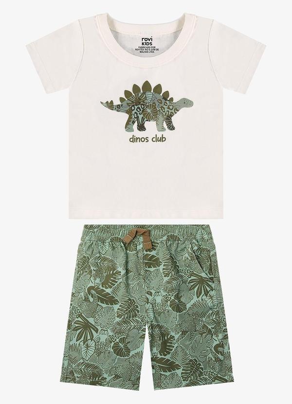 Conjunto Camiseta com Bermuda Infantil Bege