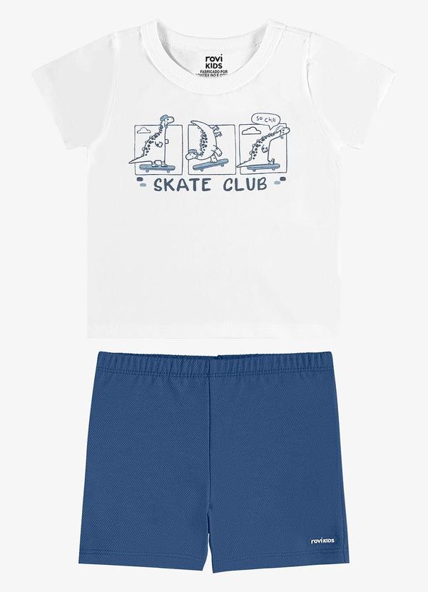 Conjunto Camiseta com Bermuda Infantil Branco