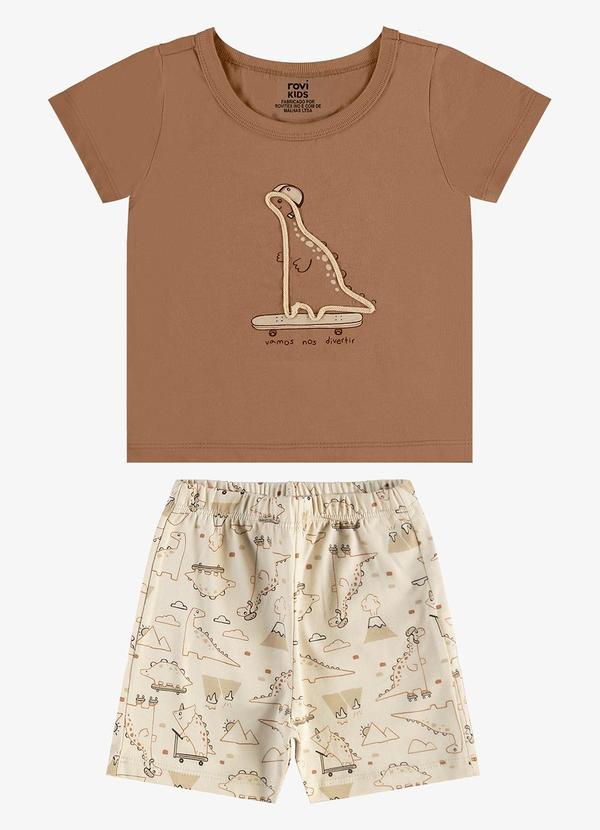 Conjunto Camiseta com Bermuda Infantil Marrom