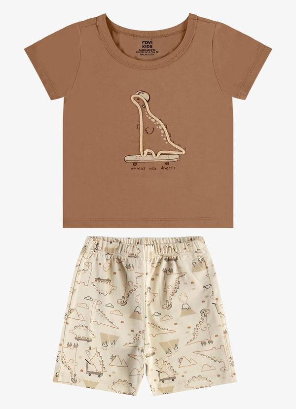 Conjunto Camiseta com Bermuda Infantil Marrom