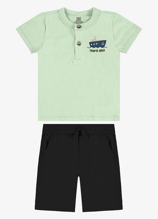 Conjunto Camiseta com Bermuda Infantil Verde