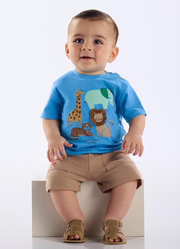 Conjunto Camiseta e Bermuda Bebê Azul