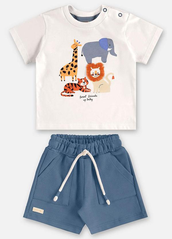 Conjunto Camiseta e Bermuda Bebê Bege