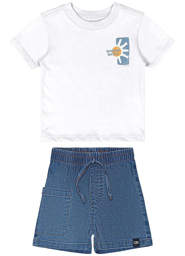 Conjunto Camiseta e Bermuda Bebê Branco