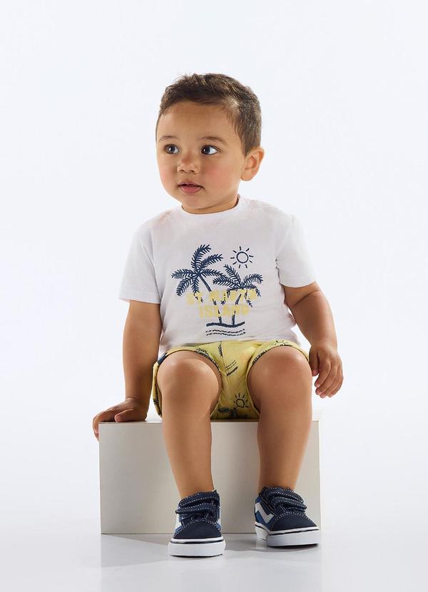 Conjunto Camiseta e Bermuda Bebê Branco