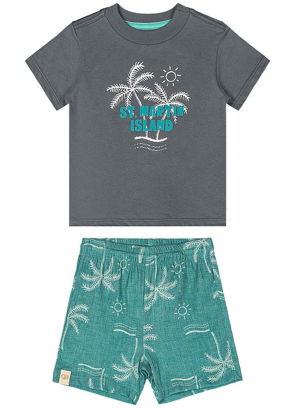 Conjunto Camiseta e Bermuda Bebê Cinza