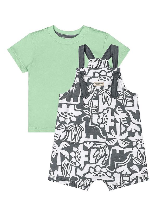 Vista 2 Conjunto Camiseta e Jardineira Bebê Verde Quimby Quimby